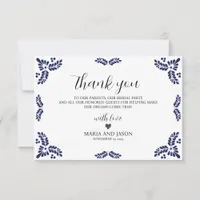 Mexican Talavera Black Floral Minimalist Wedding Thank You Card
