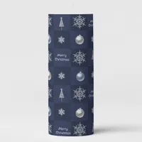 Festive Christmas Snowflakes, Ornaments and Trees Pillar Candle