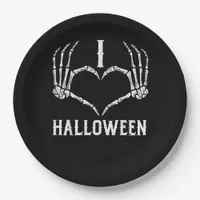 Halloween Skeleton Hands Heart Cute Women Girls Ki Paper Plates