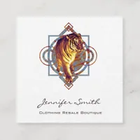 Geometric Tiger Square Business Card