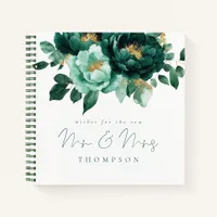 Emerald Gold Florals Wishes New Mr Mrs Guest Book
