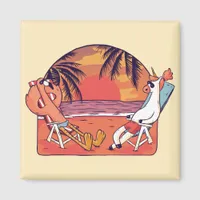 Unicorn Flamingo Beach Magnet