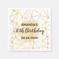 30th birthday gold geometric pattern white napkins