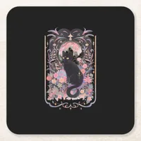 Cat Cottagecore Academia Goblincore Witch Goth Men Square Paper Coaster