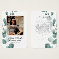 Eucalyptus Photo Funeral Memorial Poem Card