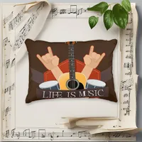 Bold Red Geometric Rock Guitar Music Accent Pillow