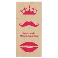 Bridesmaid Pink Mustache USB Wooden Flash Drive