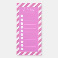 Girly Pink and White Diagonal Stripes To Do List Magnetic Notepad