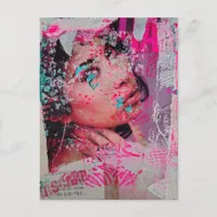 Discard Magazine Woman Mixed Media Collage  Postcard
