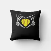 Softball Heart Skeleton Hand Halloween Costume Fun Throw Pillow