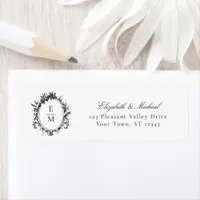Vintage Crest Monogram Wedding Return Address Label