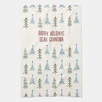 Hand-drawn Scandinavian Christmas trees  Kitchen Towel