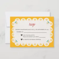 Papel Picado Yellow Nuestra Boda Spanish Wedding RSVP Card