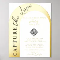 Elegant Script QR Code Hashtag Wedding Gold Silver Foil Prints