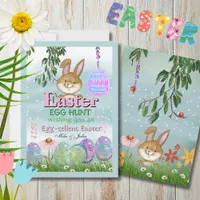 Charming Easter Egg Hunt Watercolor Holiday Card