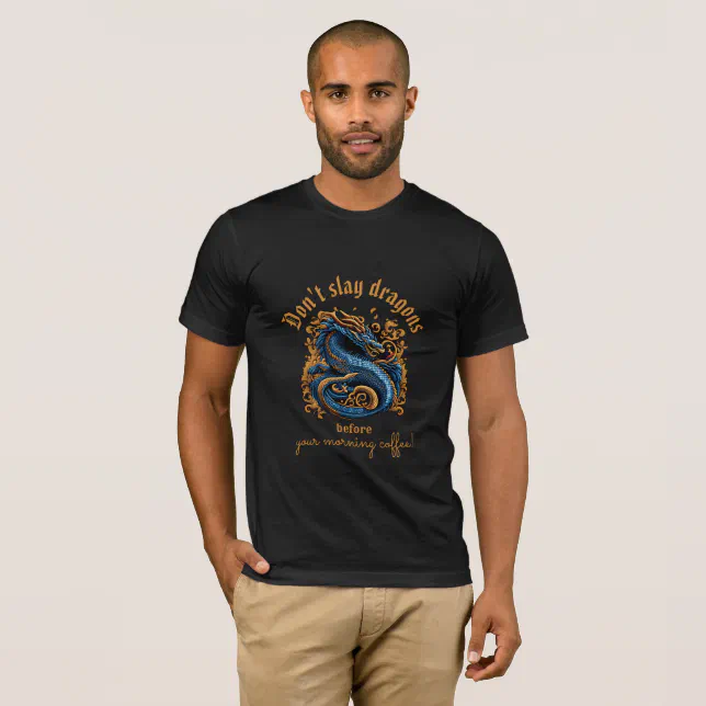 Medieval Gold and Blue Dragon T-Shirt