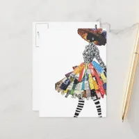 Cute Woman in Collage Outfit Postcard
