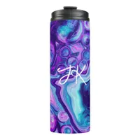 Personalized Purple, Blue, Pink Marble Bokeh Thermal Tumbler