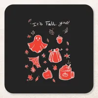 It’s Fall Y’all Minimal Clean Square Paper Coaster