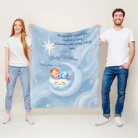 Baby Boy Shower Invite Moonlight Stars Watercolor Fleece Blanket