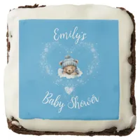 Snow Excited Blue Teddy Bear Baby Shower Brownie