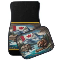 Majestic Beaver by the Serene River Landscape Car Floor Mat