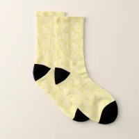 Champagne Yellow and White Paisley Patterned Socks