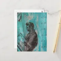 Retro Woodworking Man on a Blue Background Postcard