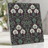 William Morris-Style Green and Ivory Floral Ceramic Tile