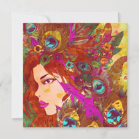 Beautiful Abstract Art | Women with Feathers Card