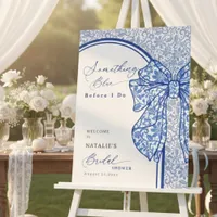 Vintage Bow Something Blue Bridal Shower Welcome Foam Board