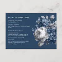 Modern Blues & Gray Floral Wedding  Enclosure Card