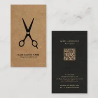 Hair Salon/Stylist/Barber Scissors Kraft QR Code Business Card