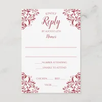 Elegant Wedding Response Card | Nadine (Red)