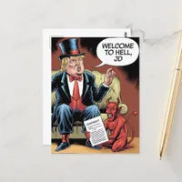 Trump Cartoon Welcome to Hell JD Postcard