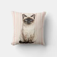 Watercolor Siamese Cat Pillow Cover