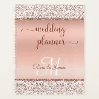 Rose Gold Metallic Typography Glitter Wedding  Planner