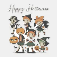 Happy Halloween Vintage Children Illustration  Sticker