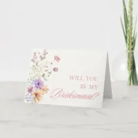 Elegant Watercolor Floral Bridesmaid Proposal Card