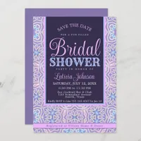 Pink Purple Blue Glamour Bridal Shower Invitation