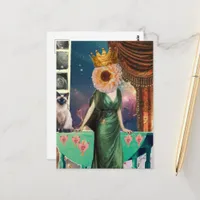 Miss Flora and Her Cat Surreal Art Postcard