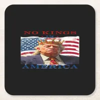 No Kings In America Anti-Trump Creative Design Square Paper Coaster