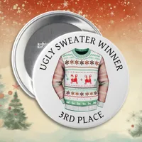 3RD Place Ugly Sweater Winner | Funny Christmas  Button