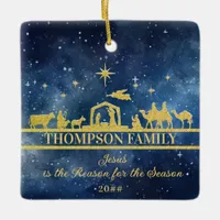 "Jesus is the Reason" Nativity Scene Family Photo Ceramic Ornament