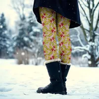 Holly and Berries on Pink Festive Whimsy Christmas Leggings