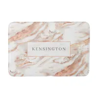 Trendy Lux Copper Rose Gold Foil Marble Bath Mat