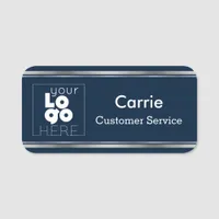 Custom Navy and Silver Business Logo Name Tag