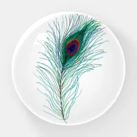 Turquoise, Blue and Purple Peacock Feather Paperweight