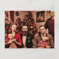 Christmas Horror Retro Creepy Family Portrait Postcard