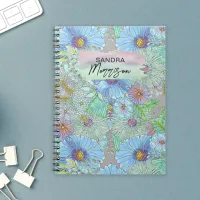 Bohemian Watercolor Large Stylized Garden Flowers Notebook